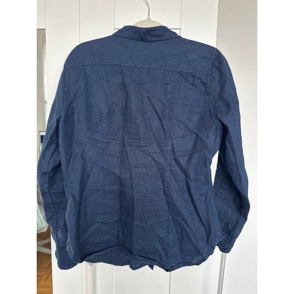 J. Crew Baird McNutt Irish Linen Women's Navy Long Sleeve Button Up, Size S, EUC - Picture 3 of 7
